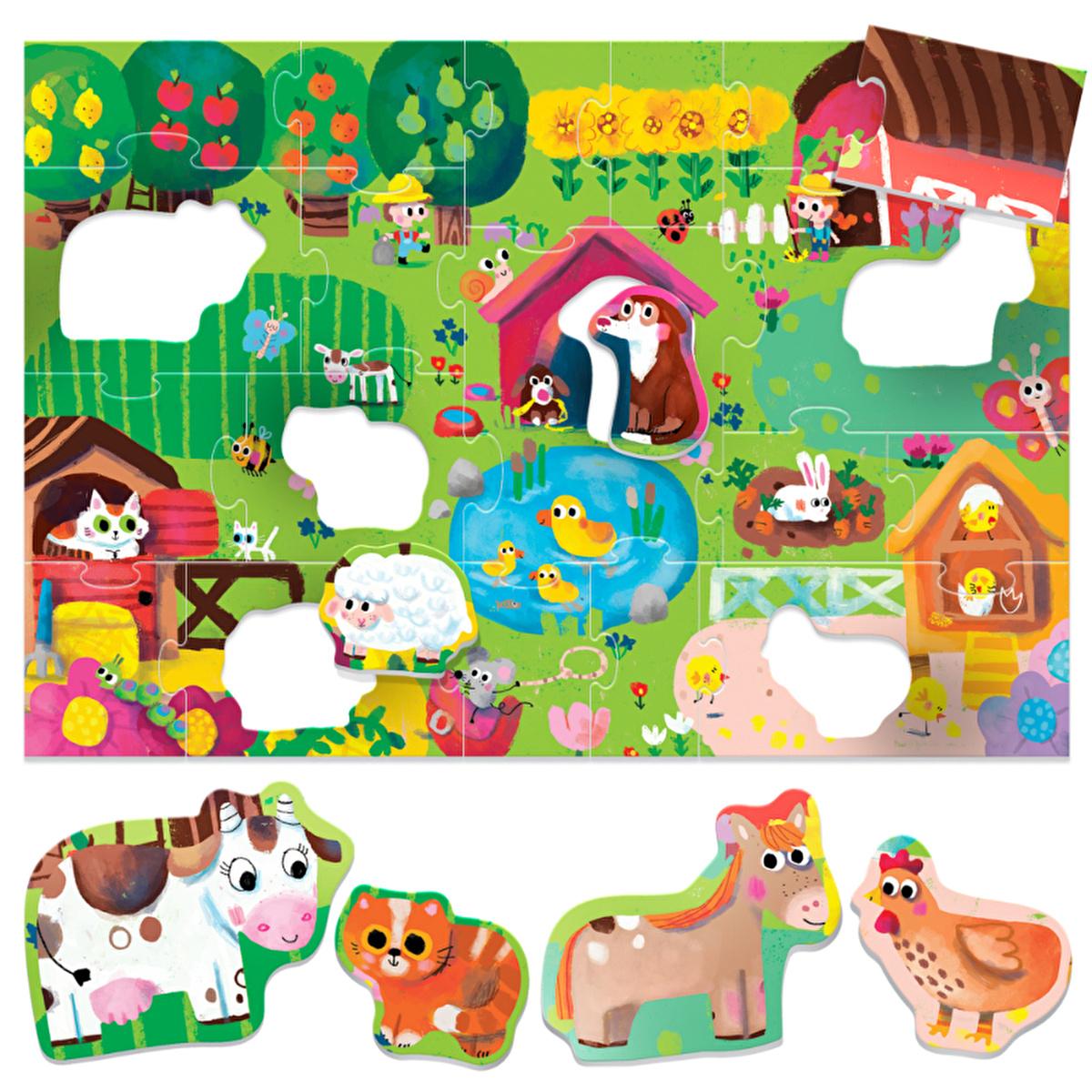 Headu Ecoplay Shaped Puzzle for Children - Farm Themed Educational Toy for Toddlers Aged 2-5 Years