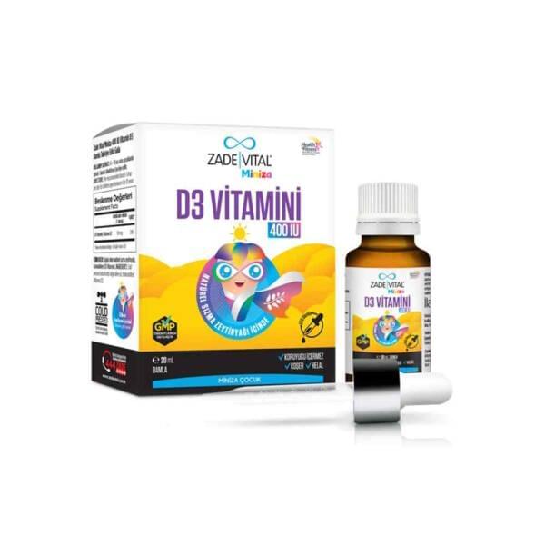Zade Vital Miniza D3 Vitamin D3 Supplement Spray for Kids - 400IU, Easy-to-Use Spray Formulation, Supports Bone Health